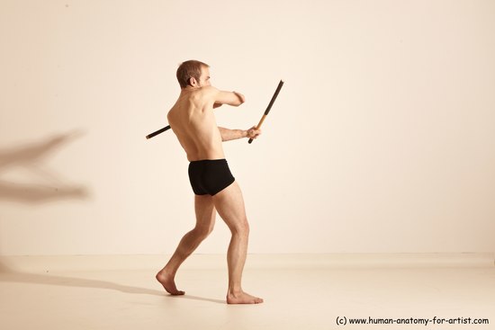 Underwear Fighting Man White Standing poses - ALL Slim Short Blond Standing poses - simple Dynamic poses Academic