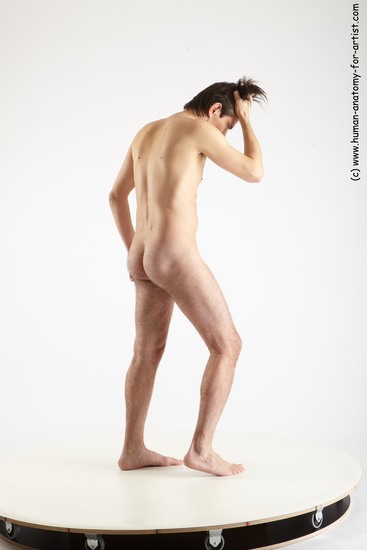 Nude Man White Standing poses - ALL Slim Short Brown Standing poses - simple Realistic