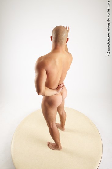 Nude Man White Standing poses - ALL Slim Bald Standing poses - simple Realistic