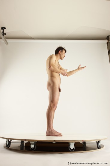 Nude Man White Standing poses - ALL Slim Short Brown Standing poses - simple Multi angles poses Realistic