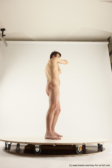 Nude Man White Standing poses - ALL Slim Short Brown Standing poses - simple Multi angles poses Realistic