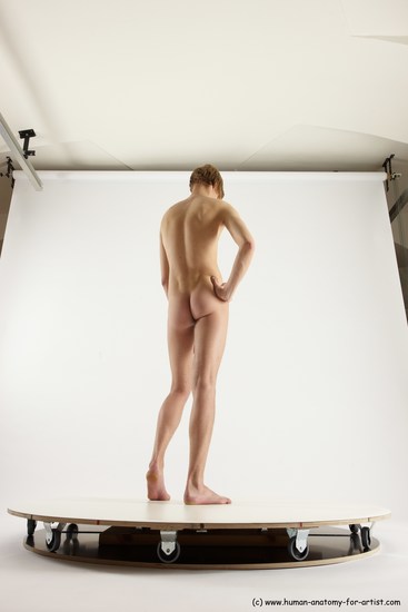 Nude Man White Standing poses - ALL Underweight Medium Brown Standing poses - simple Multi angles poses Realistic