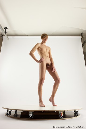 Nude Man White Standing poses - ALL Underweight Medium Brown Standing poses - simple Multi angles poses Realistic