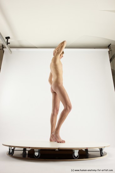 Nude Man White Standing poses - ALL Underweight Medium Brown Standing poses - simple Multi angles poses Realistic