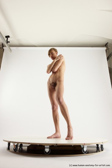 Nude Man White Standing poses - ALL Underweight Medium Brown Standing poses - simple Multi angles poses Realistic