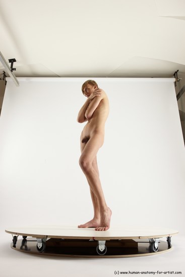 Nude Man White Standing poses - ALL Underweight Medium Brown Standing poses - simple Multi angles poses Realistic