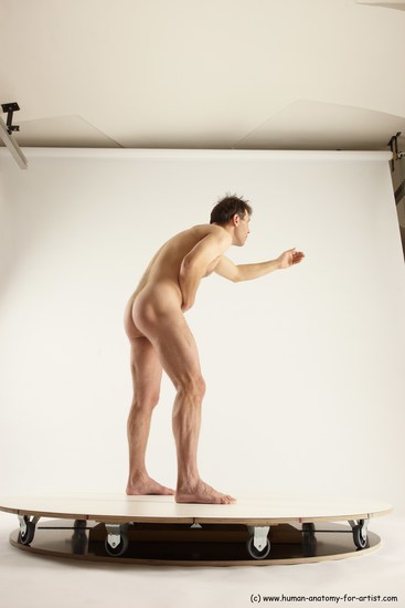 Nude Man White Standing poses - ALL Slim Short Brown Standing poses - bend over Multi angles poses Realistic