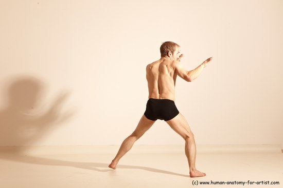 Underwear Martial art Man White Moving poses Athletic Short Brown Dynamic poses Academic