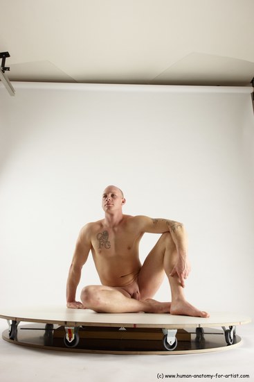 Nude Man White Sitting poses - simple Slim Bald Sitting poses - ALL Multi angles poses Realistic