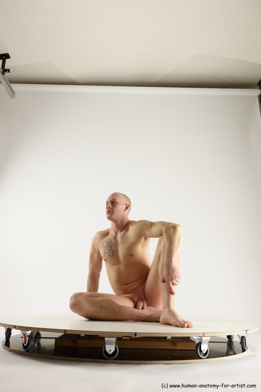 Nude Man White Sitting poses - simple Slim Bald Sitting poses - ALL Multi angles poses Realistic