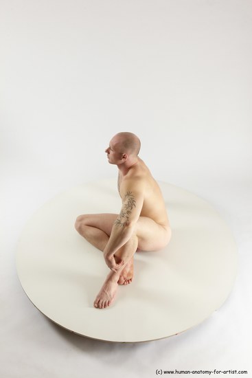 Nude Man White Sitting poses - simple Slim Bald Sitting poses - ALL Multi angles poses Realistic