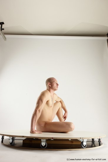 Nude Man White Sitting poses - simple Slim Bald Sitting poses - ALL Multi angles poses Realistic