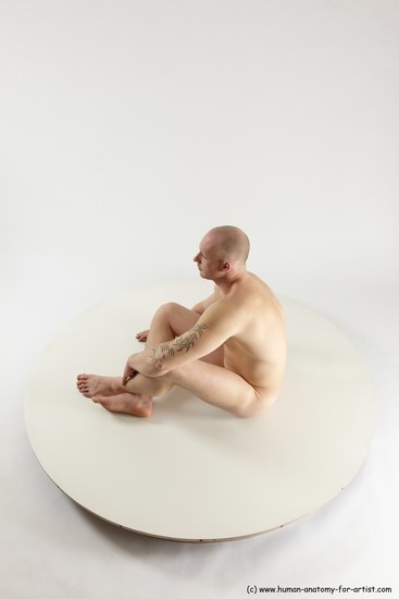 Nude Man White Sitting poses - simple Slim Bald Sitting poses - ALL Multi angles poses Realistic