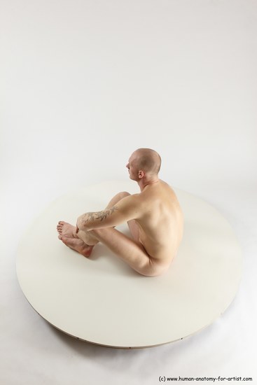 Nude Man White Sitting poses - simple Slim Bald Sitting poses - ALL Multi angles poses Realistic