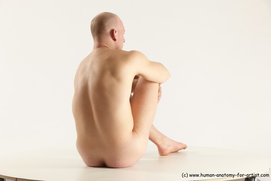 Nude Man White Sitting poses - simple Slim Bald Sitting poses - ALL Multi angles poses Realistic