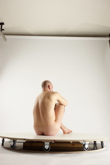 Nude Man White Sitting poses - simple Slim Bald Sitting poses - ALL Multi angles poses Realistic