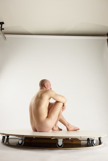 Nude Man White Sitting poses - simple Slim Bald Sitting poses - ALL Multi angles poses Realistic