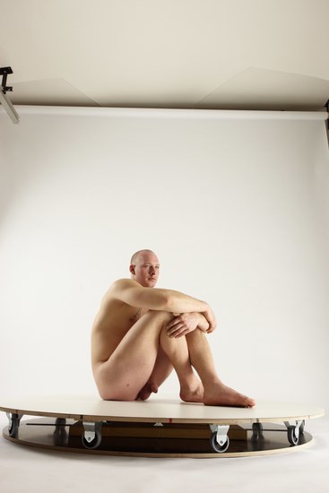 Nude Man White Sitting poses - simple Slim Bald Sitting poses - ALL Multi angles poses Realistic