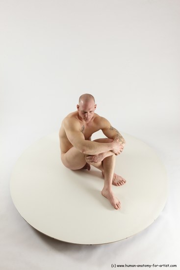 Nude Man White Sitting poses - simple Slim Bald Sitting poses - ALL Multi angles poses Realistic