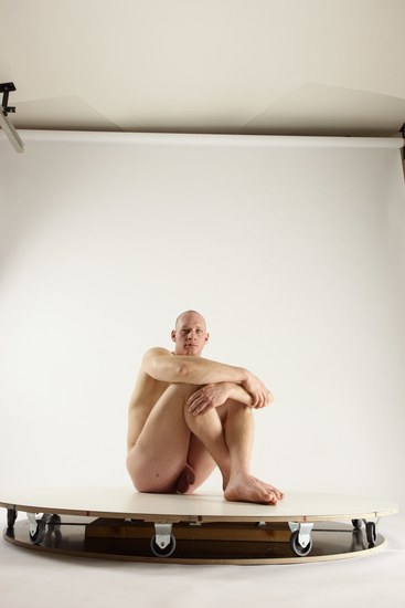 Nude Man White Sitting poses - simple Slim Bald Sitting poses - ALL Multi angles poses Realistic