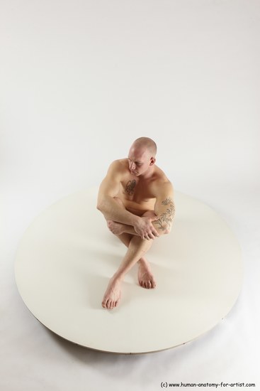 Nude Man White Sitting poses - simple Slim Bald Sitting poses - ALL Multi angles poses Realistic