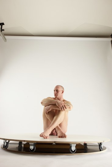 Nude Man White Sitting poses - simple Slim Bald Sitting poses - ALL Multi angles poses Realistic