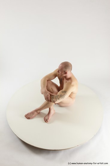 Nude Man White Sitting poses - simple Slim Bald Sitting poses - ALL Multi angles poses Realistic