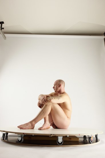 Nude Man White Sitting poses - simple Slim Bald Sitting poses - ALL Multi angles poses Realistic