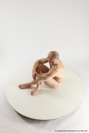 Nude Man White Sitting poses - simple Slim Bald Sitting poses - ALL Multi angles poses Realistic