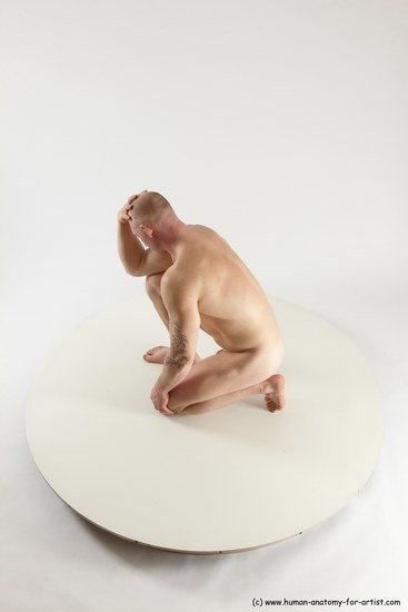 Nude Man White Standing poses - ALL Slim Bald Standing poses - knee-bend Multi angles poses Realistic