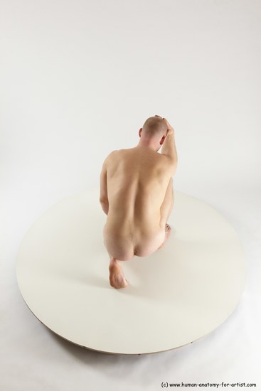 Nude Man White Standing poses - ALL Slim Bald Standing poses - knee-bend Multi angles poses Realistic