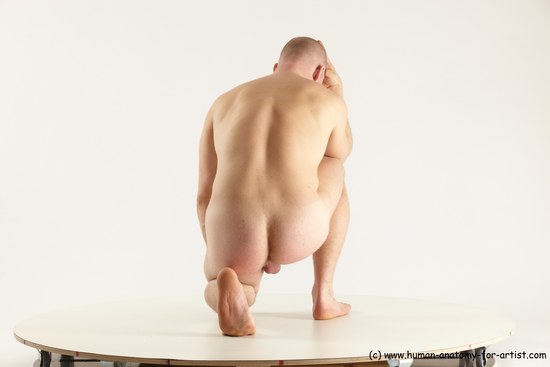 Nude Man White Standing poses - ALL Slim Bald Standing poses - knee-bend Multi angles poses Realistic