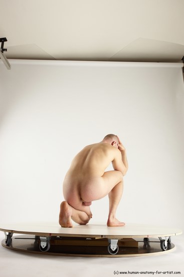 Nude Man White Standing poses - ALL Slim Bald Standing poses - knee-bend Multi angles poses Realistic