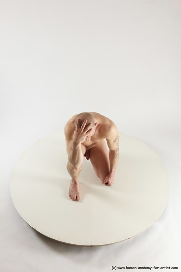 Nude Man White Standing poses - ALL Slim Bald Standing poses - knee-bend Multi angles poses Realistic