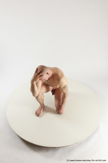 Nude Man White Standing poses - ALL Slim Bald Standing poses - knee-bend Multi angles poses Realistic