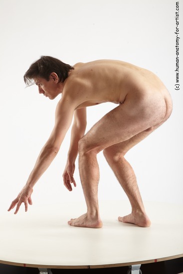 Nude Man White Standing poses - ALL Slim Short Brown Standing poses - knee-bend Realistic