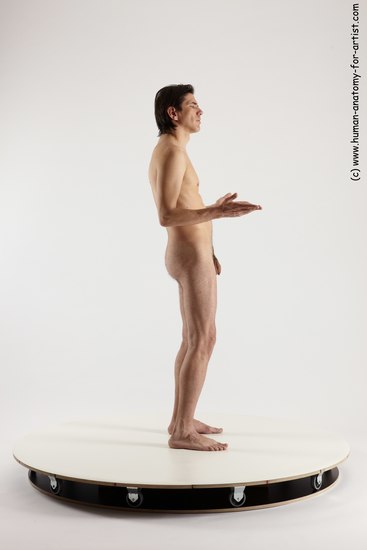 Nude Man White Standing poses - ALL Slim Short Brown Standing poses - simple Multi angles poses Realistic