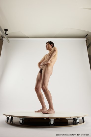 Nude Man White Standing poses - ALL Slim Short Brown Standing poses - simple Multi angles poses Realistic