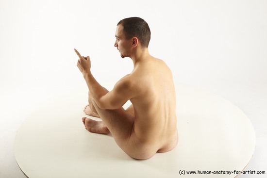 Nude Man White Sitting poses - simple Slim Short Brown Sitting poses - ALL Realistic