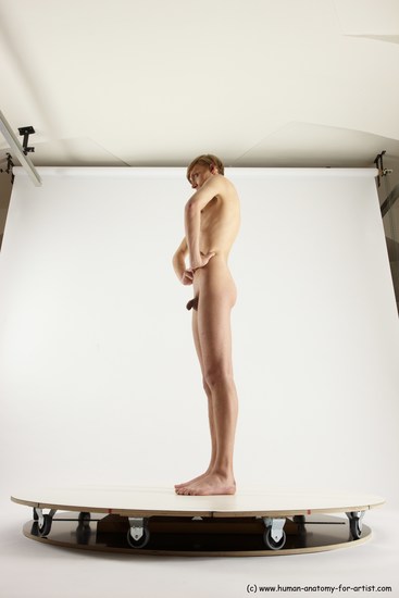 Nude Man White Standing poses - ALL Underweight Medium Brown Standing poses - simple Multi angles poses Realistic