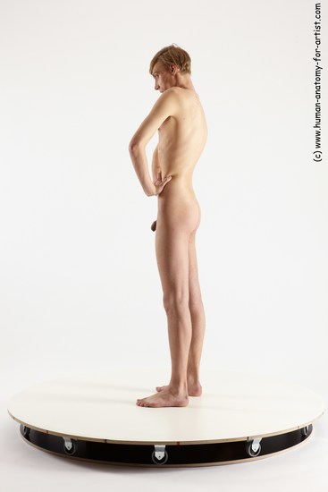 Nude Man White Standing poses - ALL Underweight Medium Brown Standing poses - simple Multi angles poses Realistic