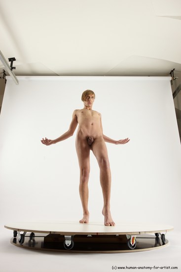 Nude Man White Standing poses - ALL Underweight Medium Brown Standing poses - simple Multi angles poses Realistic