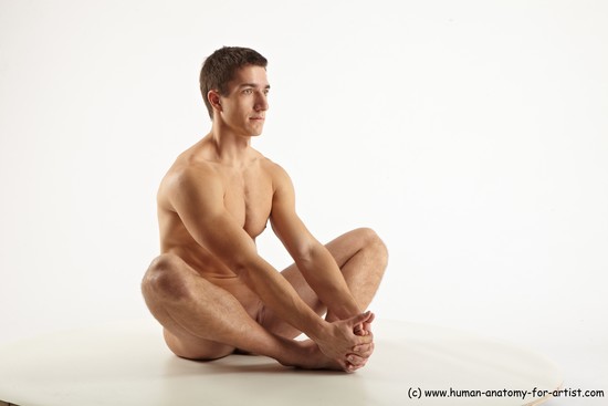 Nude Man White Sitting poses - simple Slim Short Black Sitting poses - ALL Realistic