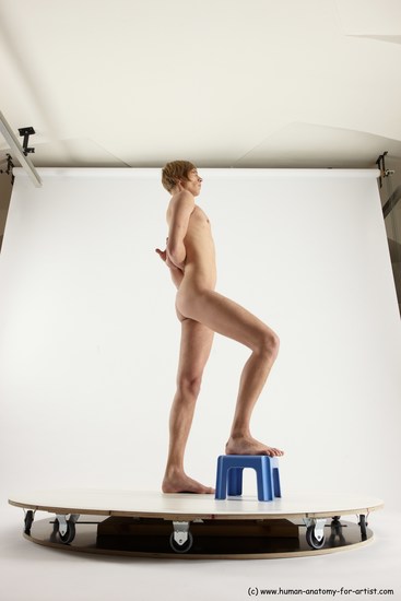 Nude Man White Standing poses - ALL Underweight Medium Brown Standing poses - knee-bend Multi angles poses Realistic