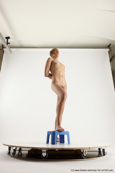 Nude Man White Standing poses - ALL Underweight Medium Brown Standing poses - knee-bend Multi angles poses Realistic