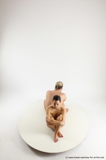 Nude Woman - Man White Sitting poses - simple Slim Long Blond Sitting poses - ALL Multi angles poses Realistic