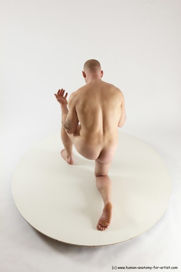 Nude Man White Kneeling poses - ALL Slim Bald Kneeling poses - on one knee Multi angles poses Realistic