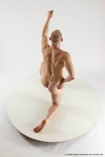 Nude Man White Kneeling poses - ALL Slim Bald Kneeling poses - on one knee Multi angles poses Realistic