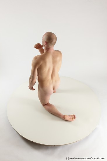 Nude Man White Kneeling poses - ALL Slim Bald Kneeling poses - on one knee Multi angles poses Realistic