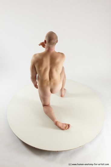 Nude Man White Kneeling poses - ALL Slim Bald Kneeling poses - on one knee Multi angles poses Realistic